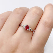 天然橢圓形形紅寶石鑽石戒指 II - WILLS JEWELLERY