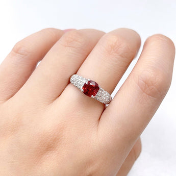 橘紅枕形尖晶石鑽石戒指 II - WILLS JEWELLERY