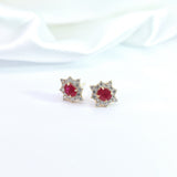 經典花漾耳環．酒紅色紅寶石 II - WILLS JEWELLERY