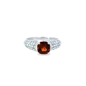 橘紅枕形尖晶石鑽石戒指 II - WILLS JEWELLERY