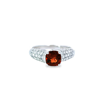 橘紅枕形尖晶石鑽石戒指 II - WILLS JEWELLERY