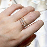 欖尖圓點鑽石線戒 III - WILLS JEWELLERY