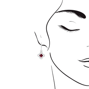 Ixora・紅寶石圍鑽垂吊耳環 - WILLS JEWELLERY