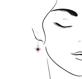 Ixora・紅寶石圍鑽垂吊耳環 - WILLS JEWELLERY