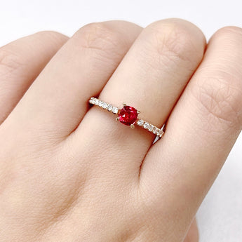 天然枕形 Jedi Spinel 紅色尖晶石鑽石戒指 - WILLS JEWELLERY