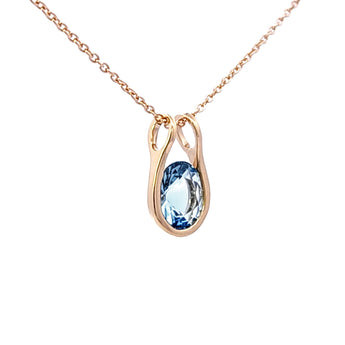 JUST・冰藍色馬達加斯加橢圓形海藍寶石吊墜 - WILLS JEWELLERY