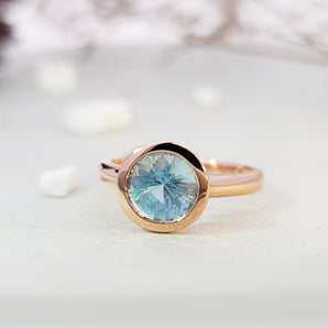 JUST・復古圓形海藍寶石戒指 - WILLS JEWELLERY