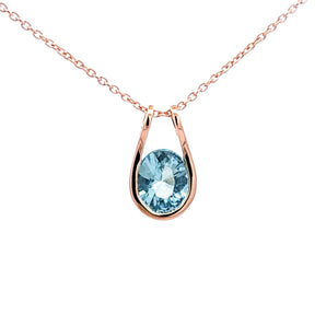 JUST・冰藍色馬達加斯加橢圓形海藍寶石吊墜 - WILLS JEWELLERY