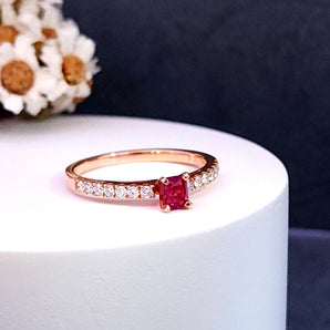 Minimorism・天然祖母綠形紅寶石鑽石戒指 - WILLS JEWELLERY