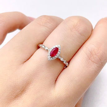 Minimorism・天然馬眼形紅寶石鑽石戒指 - WILLS JEWELLERY