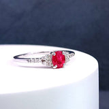 Minimorism・天然橢圓形形紅寶石鑽石戒指 II - WILLS JEWELLERY