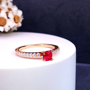 Minimorism・天然枕形絕地紅色尖晶石鑽石戒指 (Jedi Spinel) - WILLS JEWELLERY