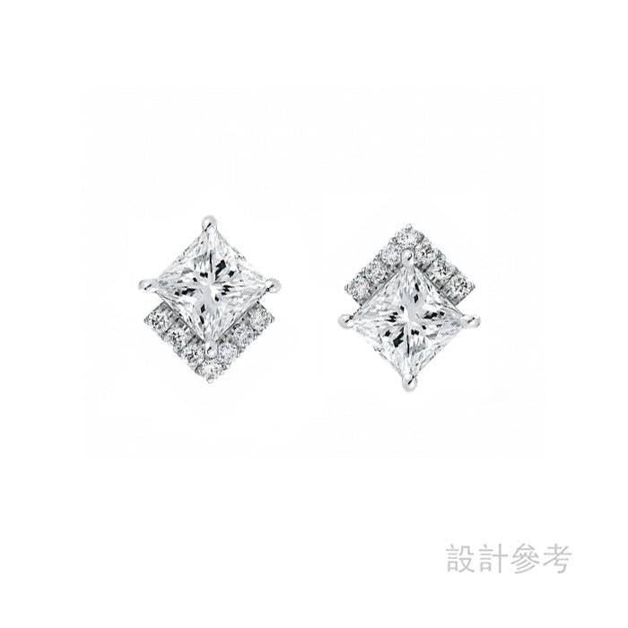 《Princess cut 公主方形切割》0.30ct/0.31ct E VS1 對裝鑽石 - WILLS JEWELLERY