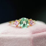 枕形薄荷綠碧璽拼粉紅寶鑽石戒指 - WILLS JEWELLERY