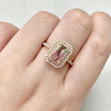 祖母綠切割紅綠雙色碧璽雙行圍鑚戒指 - WILLS JEWELLERY