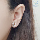 戴安娜款梨形摩根石圍鑽耳環 - WILLS JEWELLERY