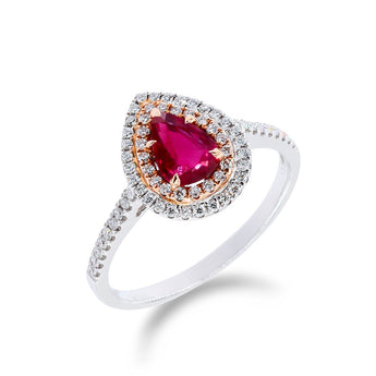 《天使 • 圍石》雙鑽梨形紅寶石 - WILLS JEWELLERY