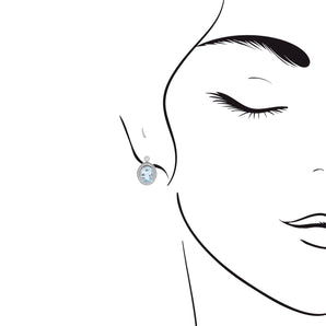 橢圓天空藍海藍寶圍石鑽石耳環 - WILLS JEWELLERY