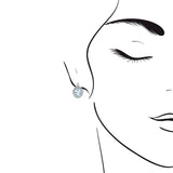 橢圓天空藍海藍寶圍石鑽石耳環 - WILLS JEWELLERY