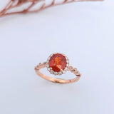圍鑽戒指．橙色芬達石 - WILLS JEWELLERY