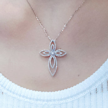 雙馬眼十字架鑽石吊墜 - WILLS JEWELLERY