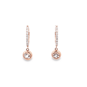 摩根石垂吊雙層圍石鑽石耳環 - WILLS JEWELLERY