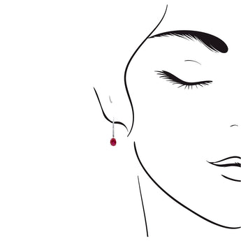 橢圓形紅寶石鑽石耳環 - WILLS JEWELLERY