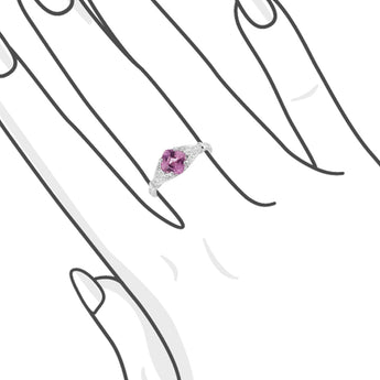 正方枕形切割粉紫色藍寶石鑽石戒指 - WILLS JEWELLERY