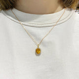 橢圓形黃寶石圍鑽吊墜 - WILLS JEWELLERY