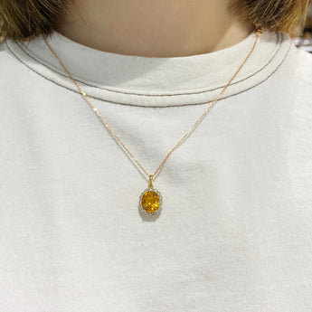 橢圓形黃寶石圍鑽吊墜 - WILLS JEWELLERY