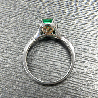 祖母綠形綠寶石鑽石戒指 (哥倫比亞) - WILLS JEWELLERY