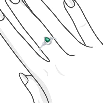 時尚梨形綠寶石鑽石戒指 - WILLS JEWELLERY