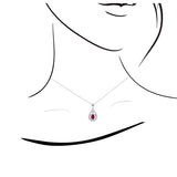 橢圓形紅寶石圍鑽鑽石吊墜 - WILLS JEWELLERY