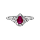 梨形紅寶石圍石鑽石戒指 - WILLS JEWELLERY
