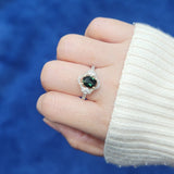 天然無燒綠藍寶石鑽石戒指 - WILLS JEWELLERY