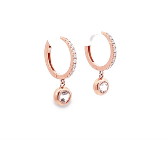 摩根石垂吊雙層圍石鑽石耳環 - WILLS JEWELLERY