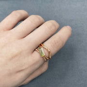 天然祖母綠切割綠黃雙色碧璽鑽石戒指 - WILLS JEWELLERY