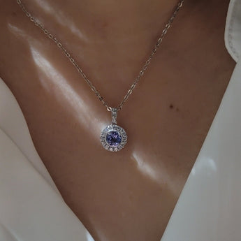 圓形坦桑石圍鑽珠邊吊墜 - WILLS JEWELLERY