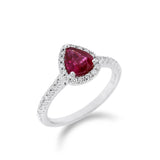 梨形紅寶石圍鑽戒指 - WILLS JEWELLERY