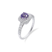 經典枕形紫色藍寶石鑽石戒指【附證書】 - WILLS JEWELLERY