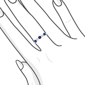 五石間鑲藍寶石鑽石線戒 - WILLS JEWELLERY