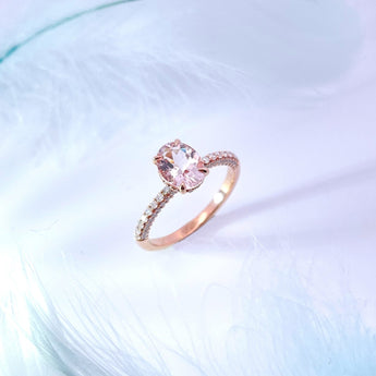 橢圓形摩根石鑽石戒指 - WILLS JEWELLERY