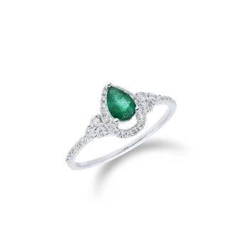 時尚梨形綠寶石鑽石戒指 - WILLS JEWELLERY