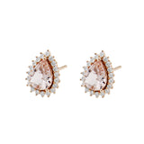 戴安娜款梨形摩根石圍鑽耳環 - WILLS JEWELLERY