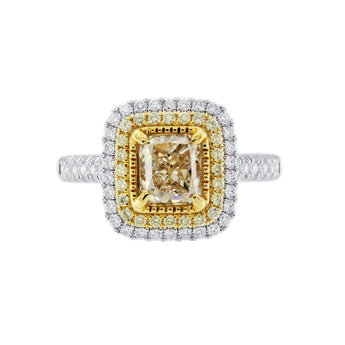 雷地恩形黃鑽雙圍石教堂式戒指 - WILLS JEWELLERY