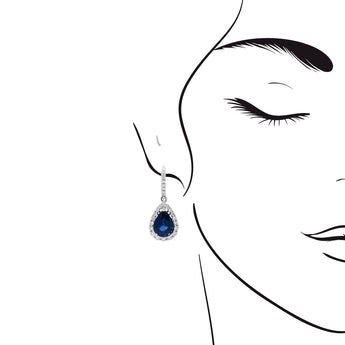 梨形藍寶石鑽石垂吊耳環 - WILLS JEWELLERY