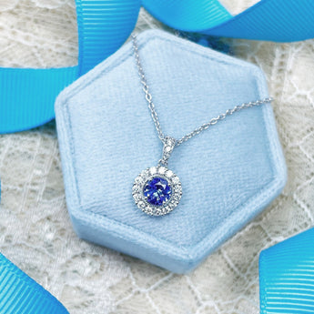 圓形坦桑石圍鑽珠邊吊墜 - WILLS JEWELLERY