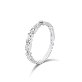 復古幾何・鑽石珠邊線戒 - WILLS JEWELLERY