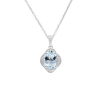 四葉花海藍寶圍鑽吊墜 - WILLS JEWELLERY