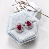 橢圓形紅寶石鑽石耳環 - WILLS JEWELLERY